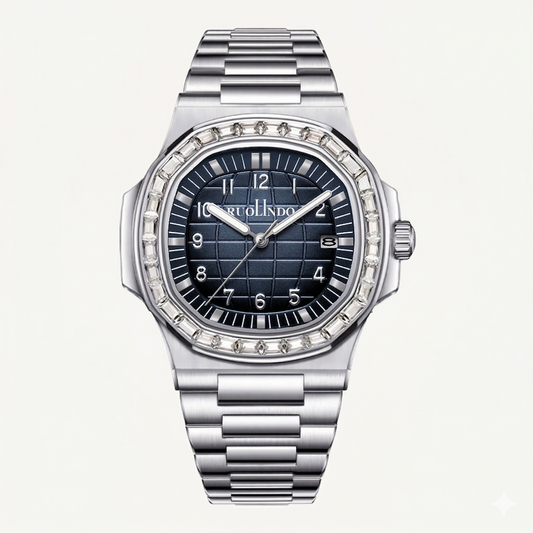 Imperio Ice Steel Watch – Diamond Bezel Blue Dial Edition