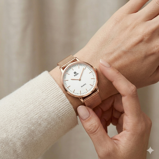 Rose Gold Mesh Strap Watch – Elegant Women’s Watch