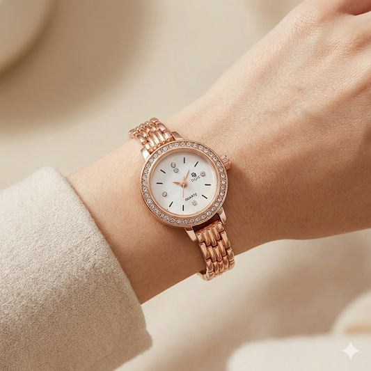 Elegant Rose Gold Crystal Women’s Watch – Luxury Style Watch