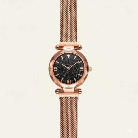 Luxury Rose Gold Black Dial Women’s Watch