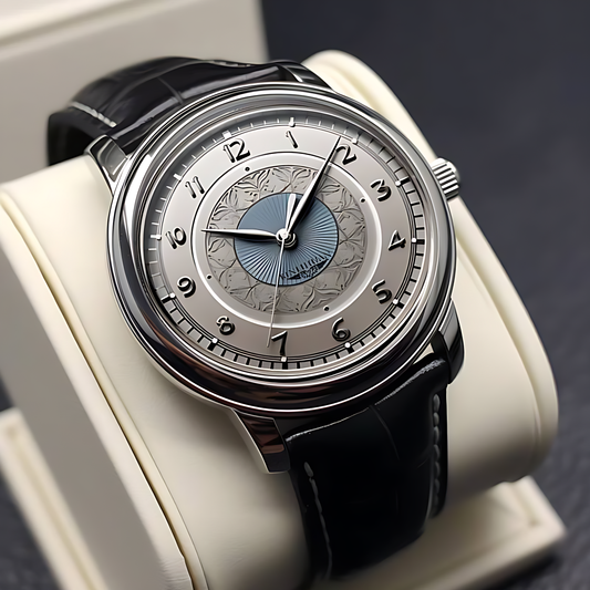 Luxury Classic Dress Watch for Men – Silver Dial with Black Leather Strap