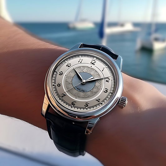 Luxury Classic Dress Watch for Men – Silver Dial with Black Leather Strap