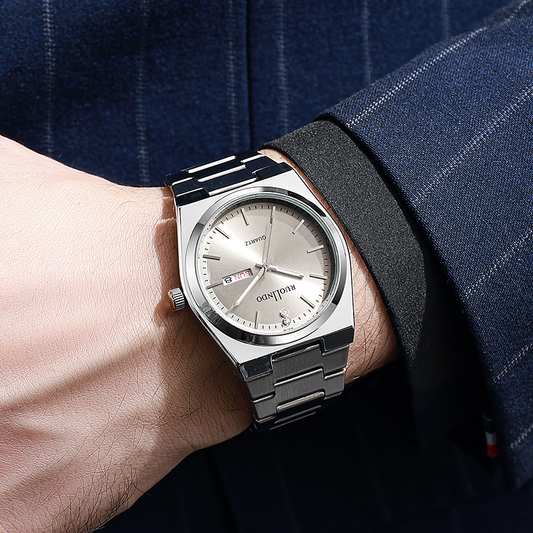 Silver Sunray Dial with Polished Bezel & Day-Date Display Watch