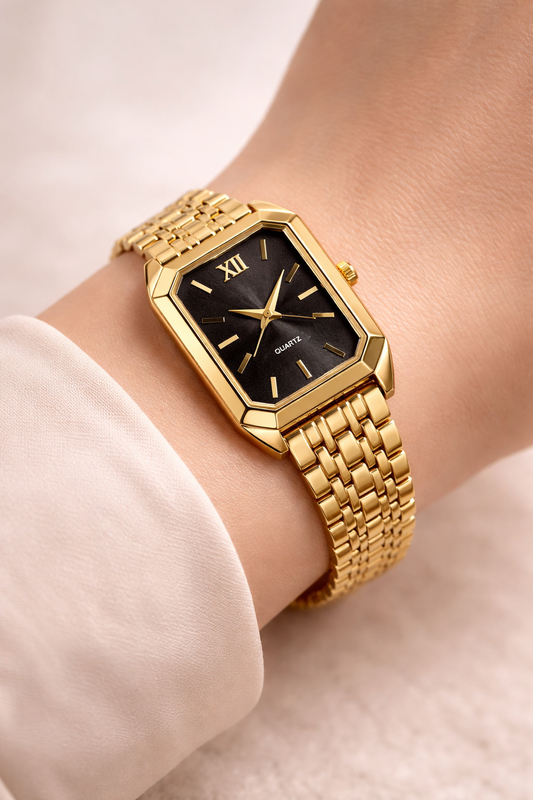 Luxury Gold Square Dial Women’s Watch – Elegant Gold Watch