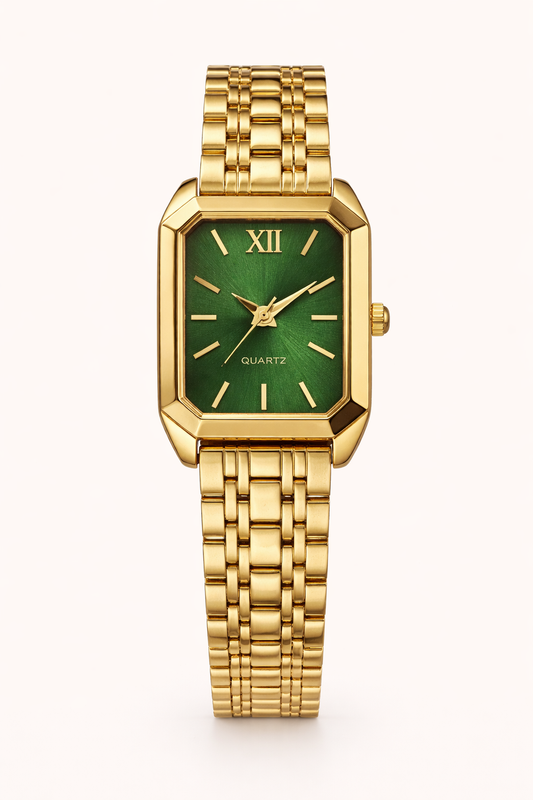 Luxury Gold Square Dial Green Women’s Watch