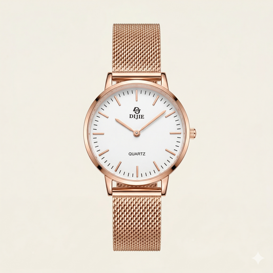 Rose Gold Mesh Strap Watch – Elegant Women’s Watch