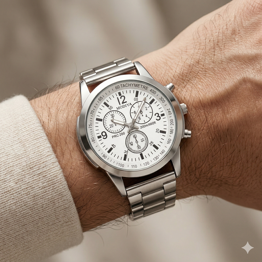 Classic White Dial Chronograph Watch