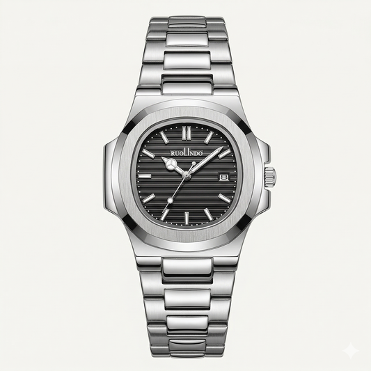 Apex Steel Watch – Graphite Striped Dial Stainless Edition