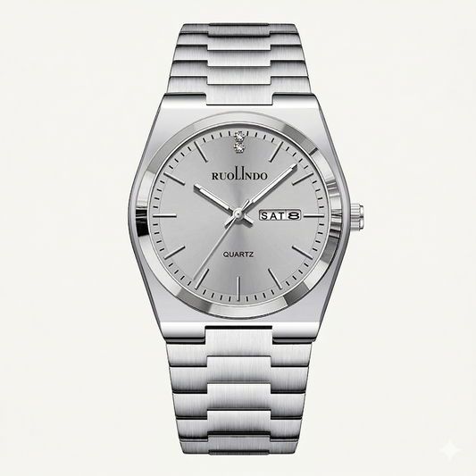 Silver Sunray Dial with Polished Bezel & Day-Date Display Watch