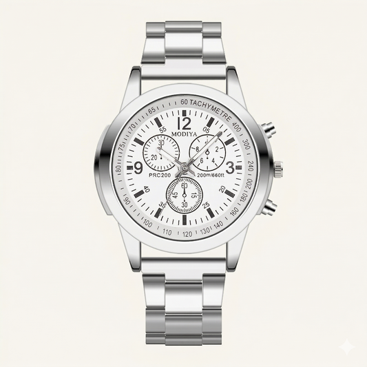 Classic White Dial Chronograph Watch