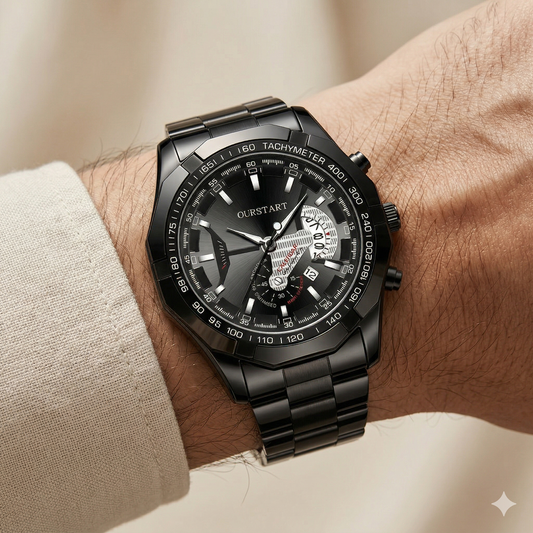 TitanX Chrono Watch – All Black Tachymeter Edition
