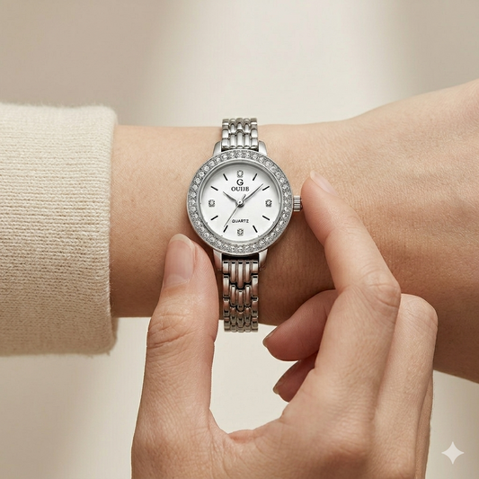 Elegant Silver Crystal Women’s Watch – Luxury Style Watch